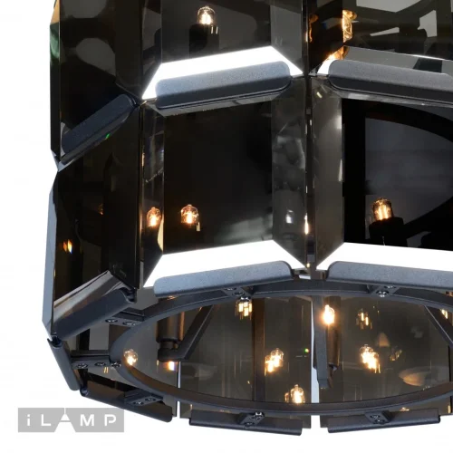 Люстра подвесная Panorama 10490-5+5P BK iLamp прозрачная на 10 ламп, основание чёрное в стиле американский современный  фото 2